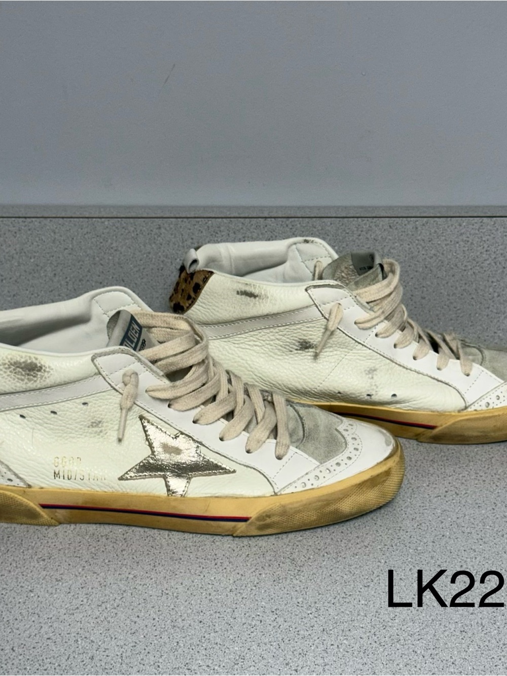 Golden Goose Mid Star White Silver Leopard Sneakers EU 38